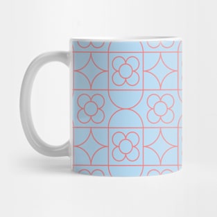 Blue Floral & Geometric Pattern Mug